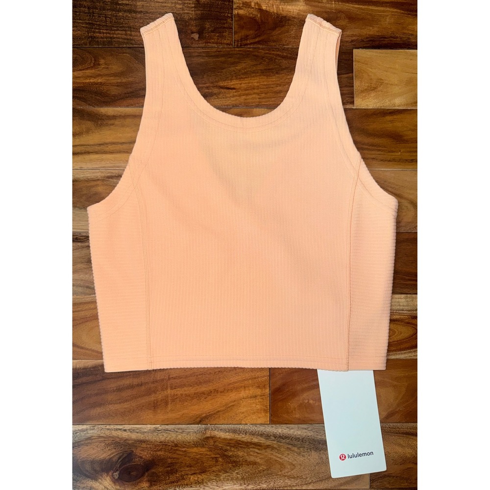 Lululemon Ribbed Softstreme Cropped Tank Peach Bellini Size 4 NWT